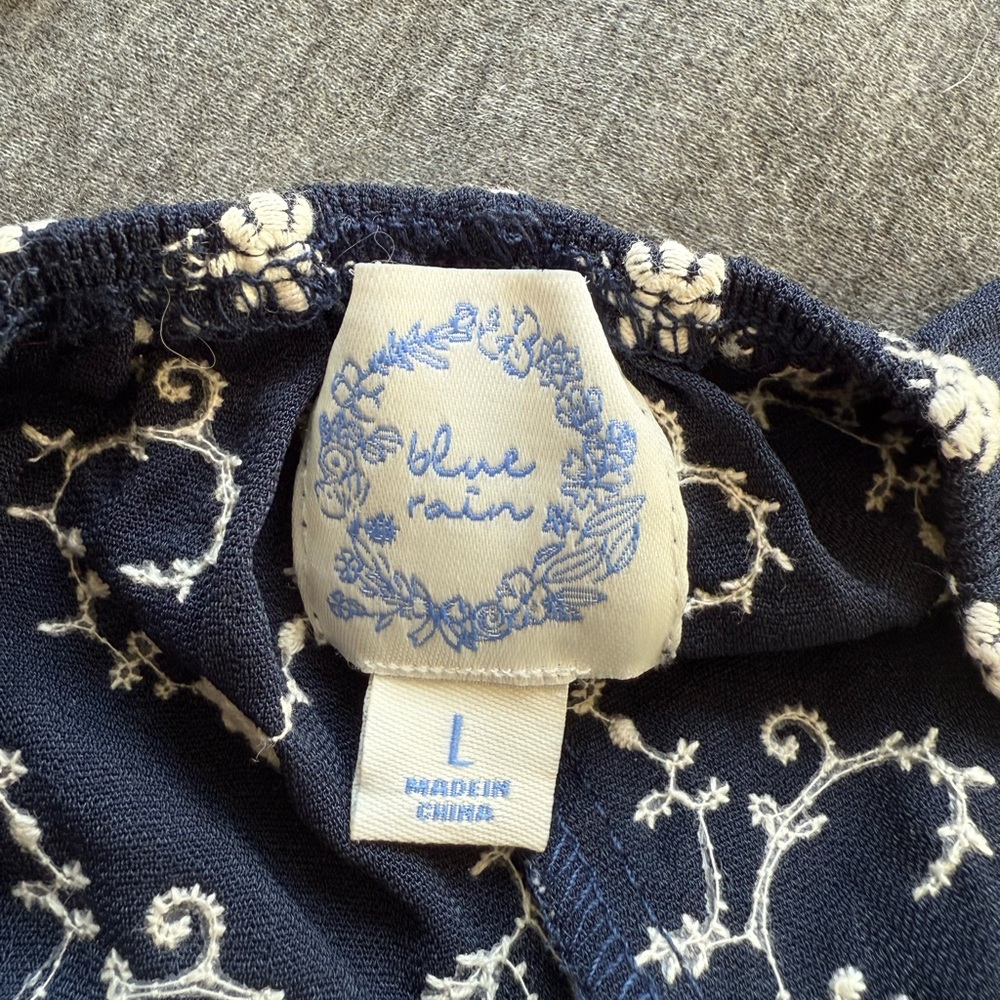 Navy Mini Dress with White Floral Design - Picture 6 of 6